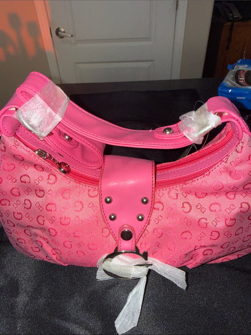 Hot Pink Monogram-Print Shoulder Bag